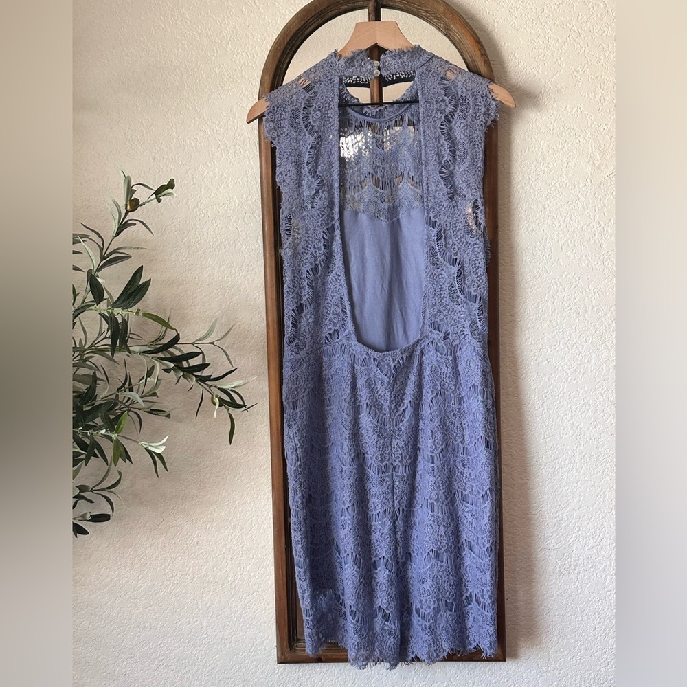 Free People Intimately Daydream Lavender Lace Open Back Slip Dress – Size L - Picture 2 of 7